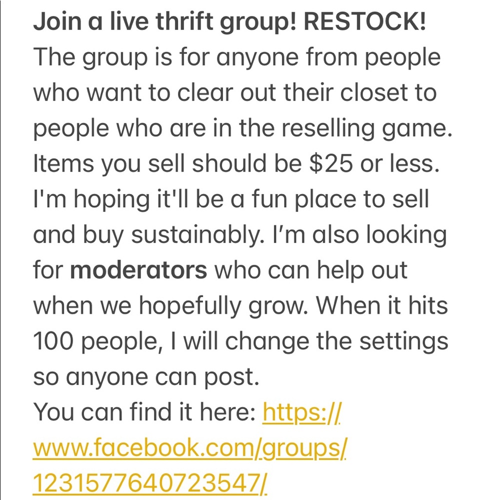 RESTOCK -THRIFT AND CLOSET CLEAR (nfs)
